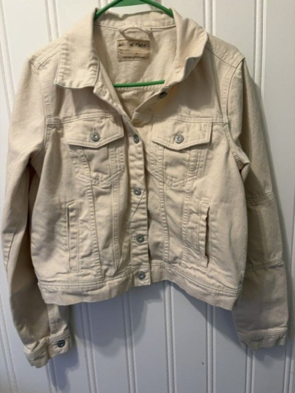 Free People We The Free Cream Denim Jacket Medium